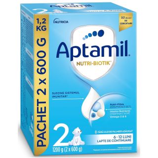 APTAMIL Nutri Biotik, formula speciala lapte praf, 6-12 luni, lapte de continuare, 2x600 g