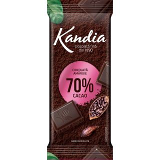 KANDIA Ciocolata amaruie, tableta de ciocolata, 70% cacao, 80 g, 1 buc
