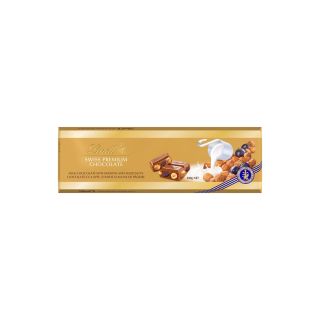 LINDT Gold, tableta de ciocolata, cu lapte, stafide si alune de padure, 300 g
