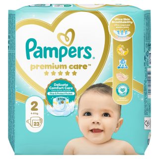 PAMPERS Premium Care, scutece, 4-8 kg, marime 2, Small Pack, 23 buc