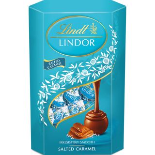 LINDT Lindor, bomboane de ciocolata, cu caramel sarat, 200 g
