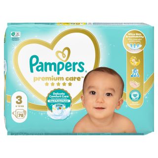 PAMPERS Premium Care, scutece, 6-10 kg, marime 3, Jumbo Pack, 78 buc