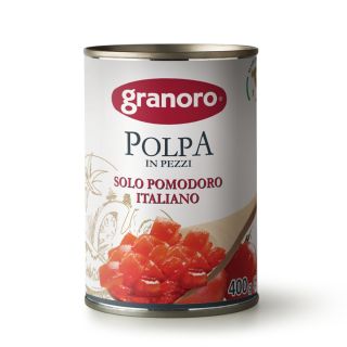 GRANORO Tomate cuburi in suc de tomate, rosii cuburi, in suc de tomate, 400 g