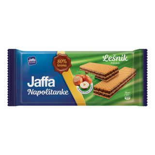 JAFFA WAFERS Napolitane, gustare, cu crema de alune de padure, 187 g