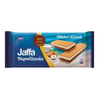 JAFFA WAFERS Milk I Lesnik, napolitane, cu crema de lapte si alune de padure, 187g