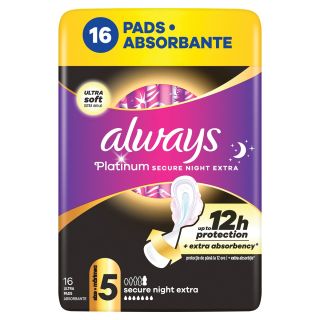 ALWAYS Ultra Platinum Secure Night Extra, absorbante igienice, marime 5, 16 buc