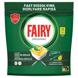 FAIRY All in One Original, detergent de vase, pentru masina de spalat, Yellow, capsule, 35 buc