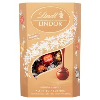 LINDT Lindor, bomboane de ciocolata, asortate, cu umplutura cremoasa, 337 g