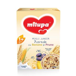 MILUPA Musli Junior, cereale, cu banane si prune, 250 g