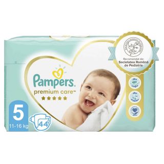 PAMPERS Premium Care, scutece, 11-16 kg, marime 5, Value Pack, 44 buc