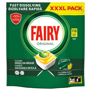 FAIRY All in One Original, detergent de vase, pentru masina de spalat, Yellow, capsule, 116 buc