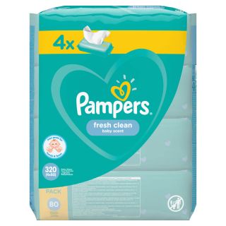 PAMPERS Fresh Clean, servetele umede, pentru copii, 4x80 buc