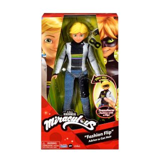MIRACULOUS Fashion Flip, papusa, Cat Noir cu paiete