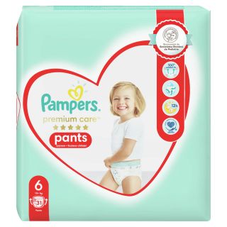 PAMPERS Premium Care Pants, scutece chilotel, +15 kg, marime 6, Value Pack, 31 buc
