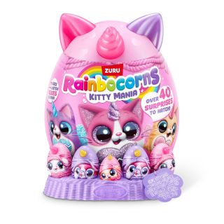 RAINBOCORNS Eggzania KittyMania, jucarie de plus, cu 40 surprize