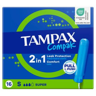 TAMPAX Compak, absorbante igienice, Super, cu aplicator, 16 buc