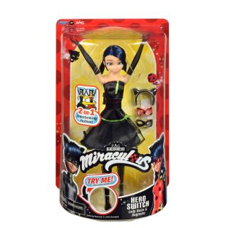 MIRACULOUS Ladynoir/Bugnoir 2 in 1, papusa, cu transformare si haine de schimb