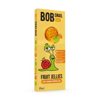 BOB SNAIL Jelly, gustare din fructe, jeleu din fructe cu mar, mango, dovleac si chia, 27g