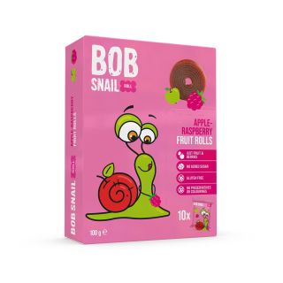 BOB SNAIL Fruit Rolls, gustare din fructe, rulou din fructe cu mere si zmeura, 100g