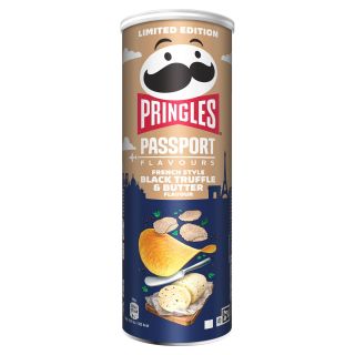 PRINGLES Black Truffle&Butter, chips, cu gust de trufe negre si unt, 165 g