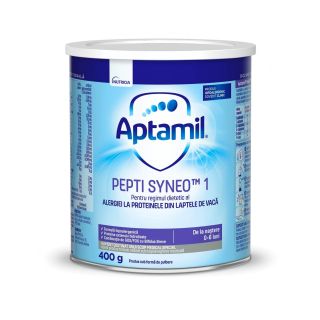 APTAMIL Pepti Syneo 1, formula speciala lapte praf, pentru alergii si intolerante usoare 0-6 luni, 400 g