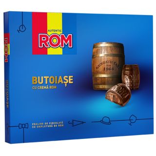 ROM Autentic, praline, cu crema de rom (butoiase), 126g