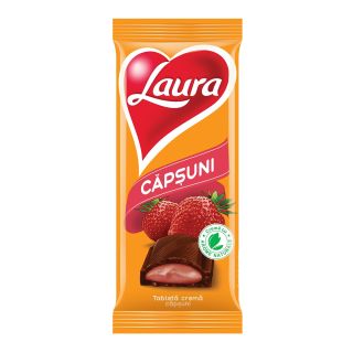LAURA, tableta de ciocolata, cu capsuni, 92g