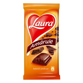 LAURA, tableta de ciocolata, amaruie, cu cacao, 80g