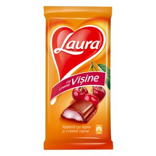 LAURA, tableta de ciocolata, cu crema de visine, 92g