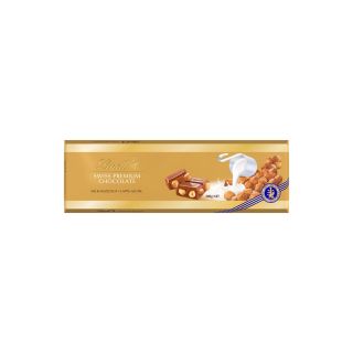 LINDT Gold, tableta de ciocolata, cu lapte si alune de padure, 300 g