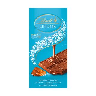 LINDT Lindor, tableta de ciocolata, cu caramel sarat, 100 g