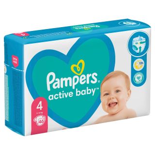 PAMPERS Active Baby, scutece, 9-14 kg, marime 4, Value Pack Minus, 46 buc