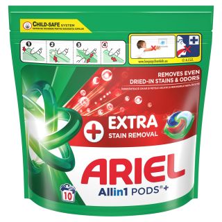 ARIEL All in One Pods + Extra Stain Removal, detergent automat de rufe, capsule, 10 buc
