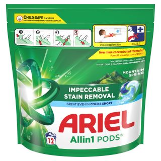 ARIEL All in One Pods Mountain Spring, detergent automat de rufe, capsule, 12 buc