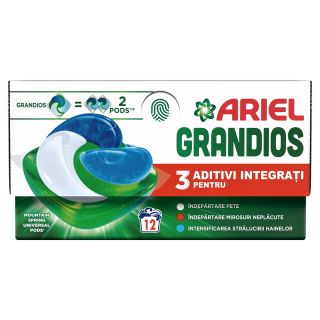 ARIEL Grandios Pods Mountain Spring, detergent automat de rufe, capsule, 12 spalari, 12 buc
