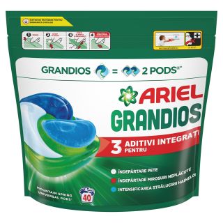 ARIEL Grandios Pods Mountain Spring, detergent automat de rufe, capsule, 40 spalari, 40 buc