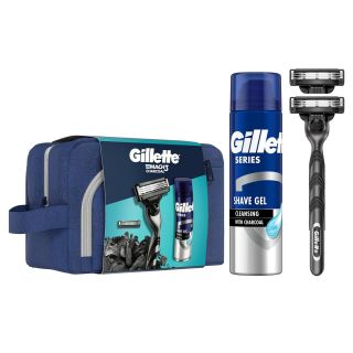 Set cadou GILLETTE Mach3: Aparat de ras + 1 Lama de rezerva + Gel de ras cu efect calmant, 75 ml + Gentuta voiaj