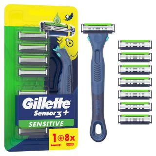 GILLETTE Sensor 3 Plus Sensitive, aparat de ras, 8 buc