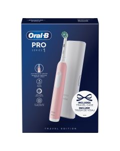 ORAL-B Pro 1, periuta de dinti electrica, Curatare 3D, 3 programe, 1 capat de periaj, trusa de calatorie, Negru