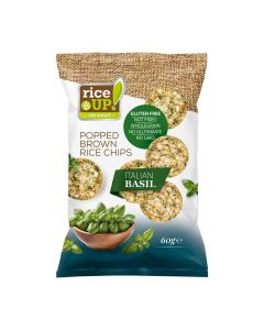 RICEUP Italian Basil, chipsuri din orez brun, cu busuioc italian, 60 g