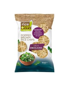 RICEUP Greek Oregano, chipsuri din orez brun, cu oregano grecesc, 60 g