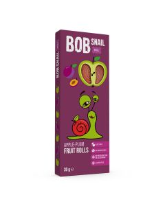 BOB SNAIL Fruit Rolls, Rulou din fructe , gustare din fructe, cu mere si prune, 30 g