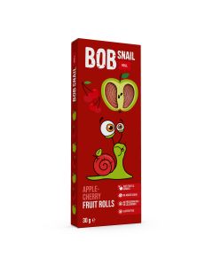 BOB SNAIL Fruit Rolls, Rulou din fructe , gustare din fructe, cu mere si cirese, 30 g