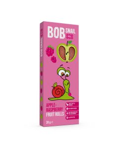 BOB SNAIL Fruit Rolls, Rulou din fructe , gustare din fructe, cu mere si zmeura, 30 g