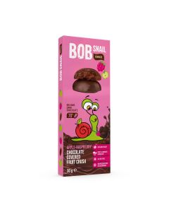 BOB SNAIL Fruit Crush, Fructe cu ciocolata neagra, gustare din fructe, cu mere si zmeura, 30 g