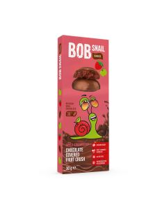 BOB SNAIL Fruit Crush, Fructe cu ciocolata cu lapte, gustare din fructe, cu mere si capsune, 30 g