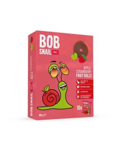 BOB SNAIL Fruit Rolls, Rulou din fructe , gustare din fructe, cu mere si capsune, 10 buc, 100 g