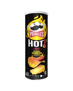 PRINGLES Hot flamin cheese, chips, cu gust de branza si ardei iute, 160 g