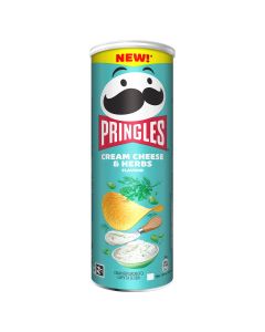 PRINGLES Cream Cheese & Herbs, chips, cu gust de crema de branza si plante aromatice, 165 g