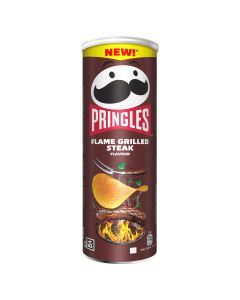 PRINGLES Flame Grilled Steak, chips, cu gust de friptura la gratar cu flacara, 165 g